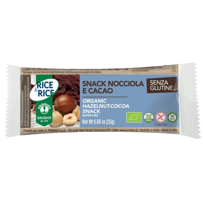 PROBIOS RICE&RICE SNACK DI RISO ALLA NOCCIOLA E CACAO 25G
