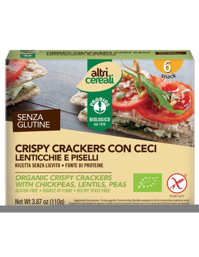 PROBIOS ALTRI CEREALI CRISPY CRACKERS CON CECI LENTICCHIE E PISELLI 6X18G